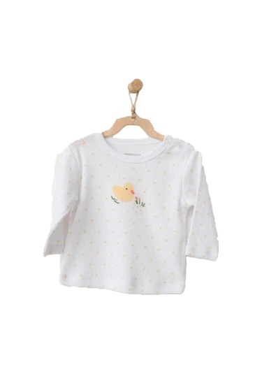 Andywawa Kız Bebek Civciv Desenli Beyaz Tshirt Ac21577 001