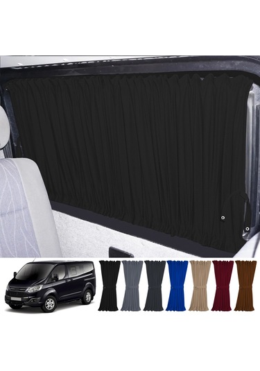 Pandami Ford Custom Kısa Şase 2012+ Uyumlu Siyah Raylı Oto Perde Takımı