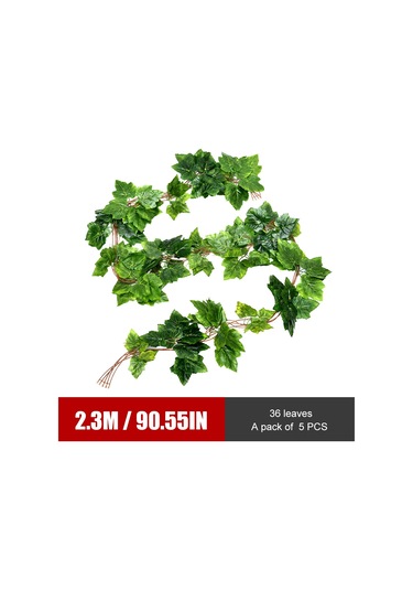 Wezone Yapay Üzüm Yapraklı Dekoratif Asma - 5 Adet Gerçekçi Plastik Duvar Süsü