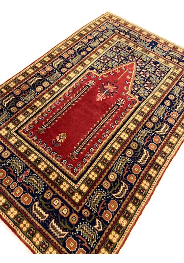 El Dokuma Sıfır Bünyan Halısı Seccade 90x135 Kiremit Yün Namazlık