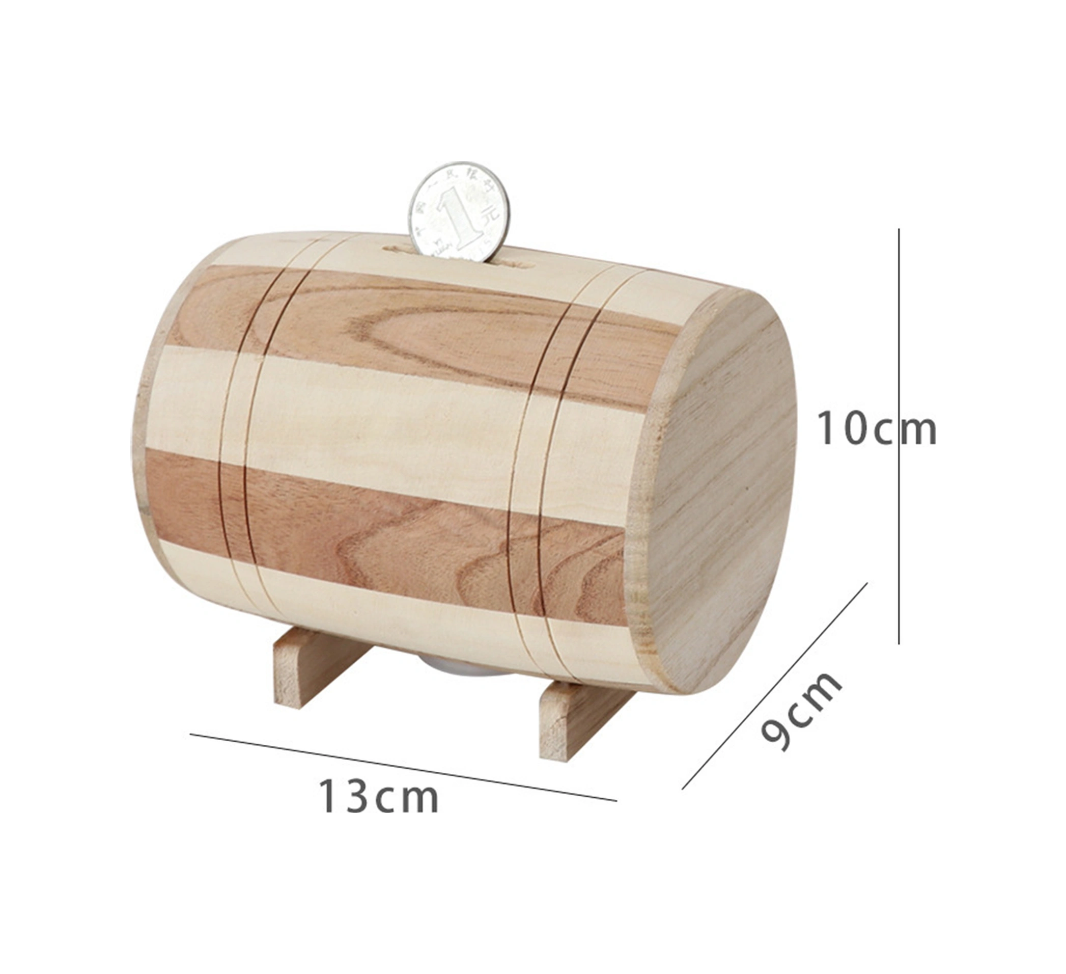 Folinda Büyük Boy Ahşap Dairesel Para Kazanması - Ev Dekorasyonu Hediyelik Öğe - Çok Amaçlı Depolama Kutusu - Ahşap Desenli Montajlı Tasarım