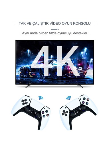 Qasul U10 Android Game TV Stick  + 64 GB Hazıfa Kartı + 2 Kablosuz Oyun Kolu