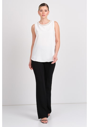 Moda İlgi Kadın Yüksek Bel İspanyol Paça Pantolon 4042 Siyah Siyah