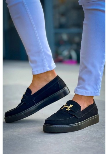 Bağcıksız Kömür Süet H Günlük Erkek Ayakkabısı Siyah7 Siyah