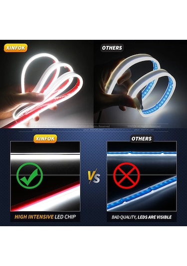 Xinfok Led Araba Kaput Işıkları Şerit Evrensel Oto Dekoratif Atmosfer Lambaları Crystal Blue 200cm 78 İnch 1 Piece Set