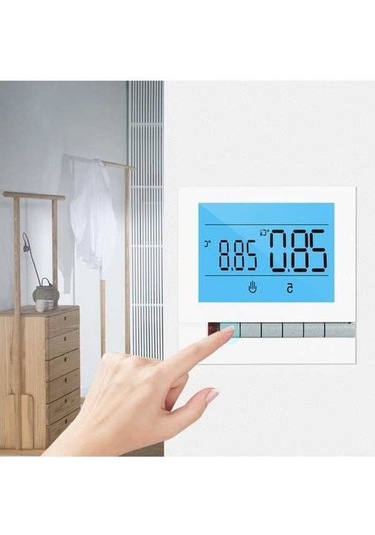 Flybuy Zemin Isıtma Termostatı, Akıllı Sıcaklık Kontrol Cihazı, Ekranlı Termostat, Programlanabilir Termostat, Beyaz, 3.2 İnç Lcd