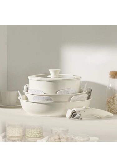 Kapris Beta 15 Parça Seramik Döküm Tencere Tava Seti Beige Bej