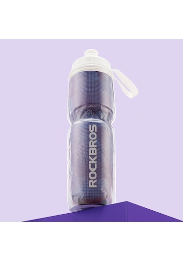 Rockbros Bt65-1 670Ml Pp5+Silikon Yalıtımlı Su Şişesi Bisiklet Sıkma Tipi Su Bardağı Bpa Içermez Fda Sertifikası Yok - Mor