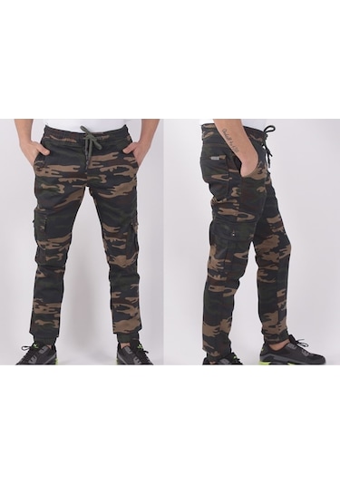 Black Steel,Bel-Paça Lastikli,Cepli Kamuflaj Pantolon-91000