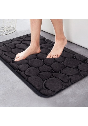 Ulzyvf Yumuşak Hafıza Köpüklü Banyo Paspası - Süper Emici, Kaymaz, Makinede Yıkanabilir Siyah Siyah