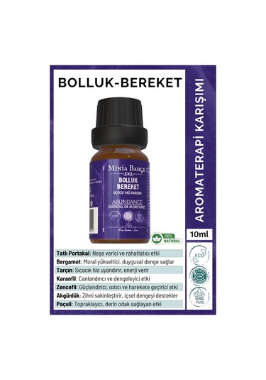 Minia Bahçe Bolluk-Bereket Abundance Uçucu Yağ Karışımı %100 Saf 10 ML