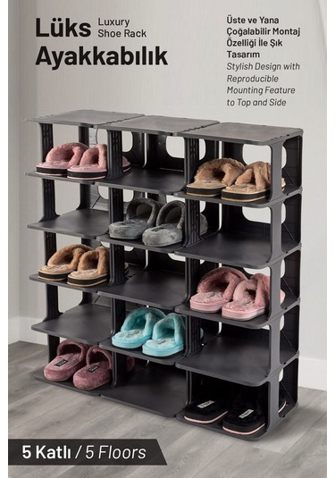 5 Katlı Lüks Ayakkabılık Ayakkabı Rafı, Düzenleyici Organizer Portatif Çok Katmanlı