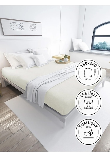 Favora Battal Boy Lastikli Penye Çarşaf - Ekru