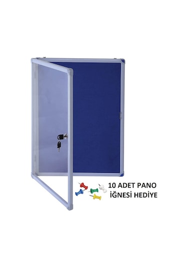 ABC 50X70 Camekanlı Anahtarlı Apartman İlan Panosu Site Duyuru Panosu