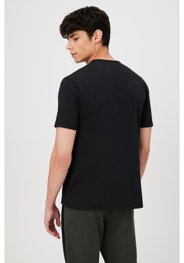 BASKILI BASIC KISA KOL ERKEK T-SHIRT SİYAH Siyah