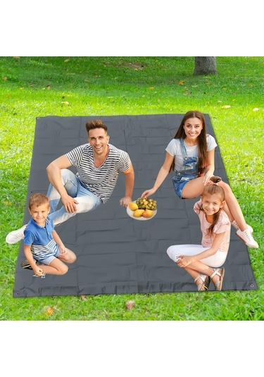 Vkemall Gri 210x200cm 3000mm Su Geçirmez Oxford Bezi Kamp Yatakları, Piknik Matları, Çadır Altlığı - 3 Katlı Dayanıklı, Hafif Ve Çabuk Katlanabilir Gri