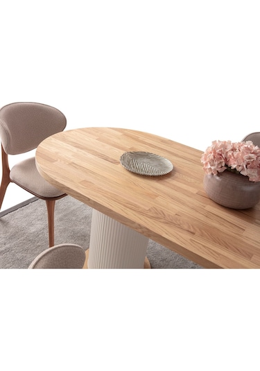 Rubra Yemek Masası Takımı 6 Kişilik Takım Bej