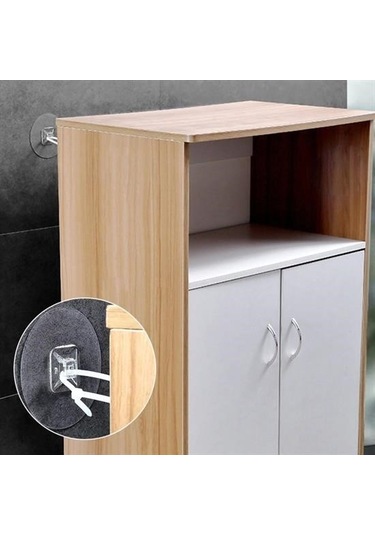 Büro Ev Bebek Güvenliği İçin 1çift Yapışkanlı Eşya Sabitleme Aparatı Gri