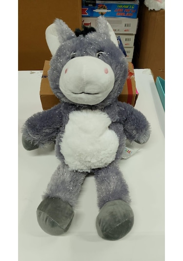 Oyuncak Peluş Simli Sevimli Eşek 50 Cm Pembe