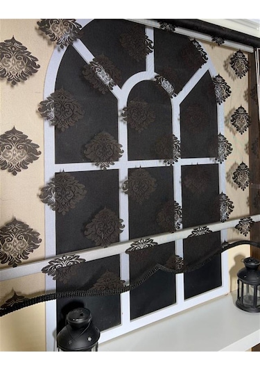 Çift Mekanizmalı Siyah Tül Perde Ve Ekru Stor Perde Stb45239-v107