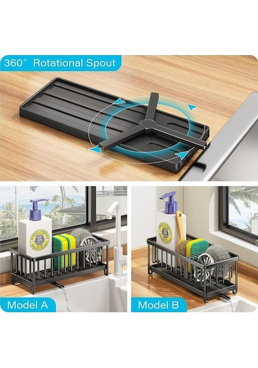 Pazly 24x9.5x10 Cm Paslanmaz Çelik Gümüş Sünger Tutucu Mutfak Lavabo Bulaşık Süngeri Organizatör Süzgeç Fırçası Tutucu Depolama Gümüş