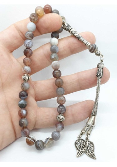 Sertifikalı Bostwana Akik Doğal Taş Tesbih 8 Mm