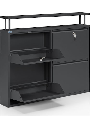 Ceha Kilitli Tablalı 4'lü Metal Ayakkabılık - Siyah K.AYK-2.4/S/P 9005/KL Ceha Kilitli Tablalı 4'lü Metal Ayakkabılık - Siyah K.AYK-2.4/S/P 9005/KL