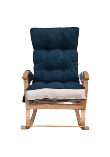 Enda Home Mosso Çift Minderli Ahşap Sallanan Sandalye Tv Baba Koltuğu Dinlenme Koltuğu Petrol Yeşili - Krem