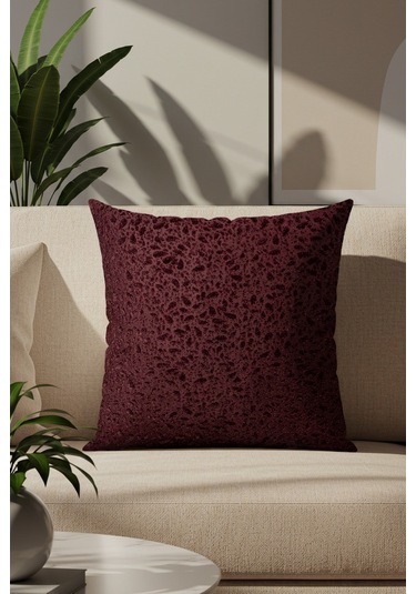 Sezyon Yuna Desenli 45 45 Bordo Kırlent Kılıfı Bordo
