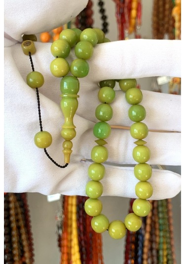 Tesbihci Yeşil Küre Model Sıkma Kehribar Tesbih