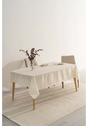 Nora Krem Zarf Köşe Masa Örtüsü 150x220 Cm Krem