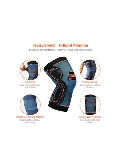 Moveevo Yüksek Esneklikli Diz Protektörü - Spor Ve Günlük Kullanım İçin Diz Eklemine Stabil Destek Sağlar, Baskıyı Azaltır - Mavi, S Beden Çok Renkli