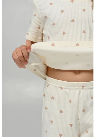 Dıale Kids Çizgili Pantolon Ve Tişört İle Çocuk Pijaması 278163985 Bej