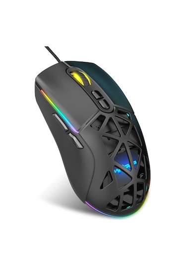 Warp WRP-O12800-B 12800 Dpi Wide RGB Özel ABS Doku Reflex Örgü Kablolu Gaming Mouse