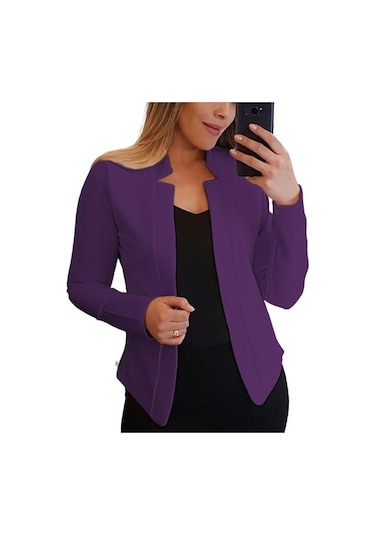 Mor Bahar Ceket Slim Fit Sıcak Kırışıklık Karşıtı Çentik Yaka Kadın Blazer Kadın Giysileri Mor Mor Bahar Ceket Slim Fit Sıcak Kırışıklık Karşıtı Çentik Yaka Kadın Blazer Kadın Giysileri Mor