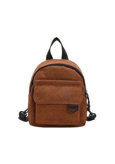 Kadın Mini Sırt Çantası Moda Düz Renk Kadife Küçük Basit Günlük Seyahat Büyük Kapasiteli Dayanıklı Kadın Okul Çantası Beige Bej