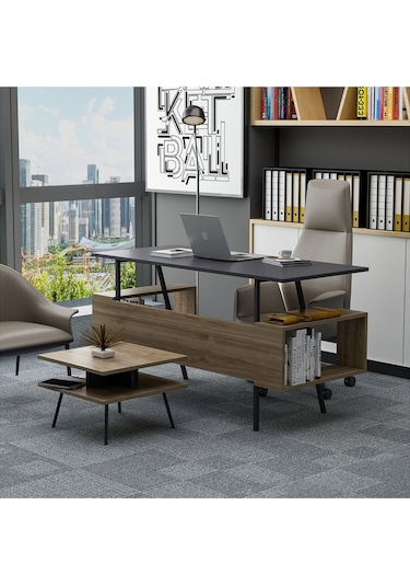 Irony Maxi Ofis Masa Takımı Antrasit Ceviz