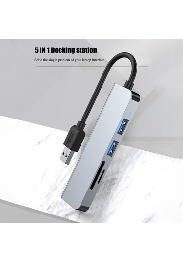 Reedark 2103u Usb Çok Fonksiyonlu Hub: Usb3.0 + 2xusb2.0 + Tf/sd Kart Okuyucu, 5.0gbps Hızlı Veri Transferi, Uzay Gri Abs+alüminyum