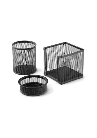 3 Lü Kalemlik Seti Metal Siyah Perfore N11.11917