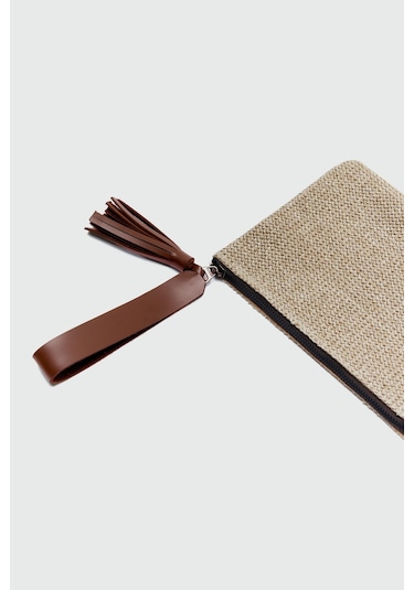 Shule Bags Juno Püskül Detaylı Hasır Clutch Çanta Taba Taba