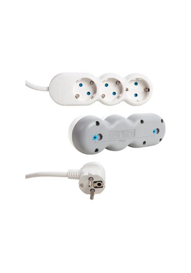 Vea, 3lü 1.5 Metre Grup Priz Uzatma Kablosu, Çocuk Korumalı, Topraklı Priz - 3500 Watt, 10 Amper, Beyaz Renk 1,5 Metre 1.5