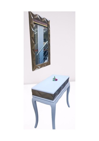 Dresuar Piramit Model90519 Kayın Lükens Ayak Mdf Tabla Ve Ayna Gold Beyaz Elyapım Beyaz