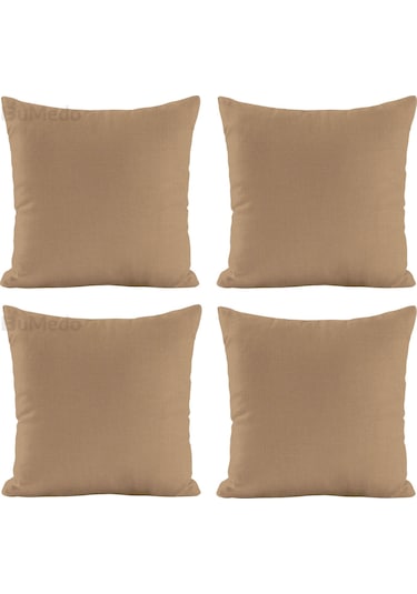 Dekoratif 4'lü Kırlent Yastık Kılıfı Seti - 42 X 42 Cm - Sütlü Kahve