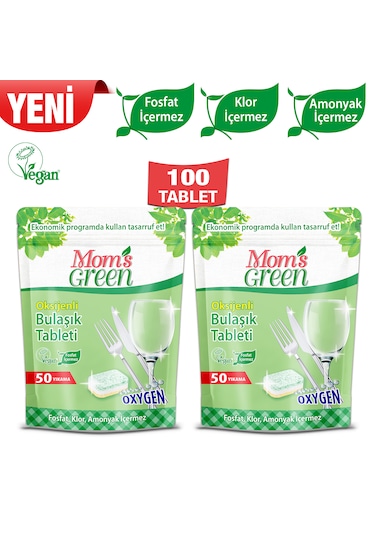 Mom's Green Oksijenli Ekolojik Bulaşık Makinesi Deterjanı 2 x 50 Tablet