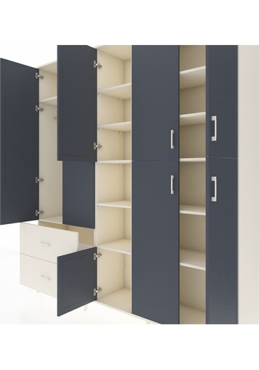 Hyperion Dolap 12 Raflı 2 Çekmeceli Tek Askılı 220x44x243 Aytaşı-antrasit/aytaşı Antrasıt/aytası Hyperion Dolap 12 Raflı 2 Çekmeceli Tek Askılı 220x44x243 Aytaşı-antrasit/aytaşı Antrasıt/aytası