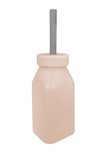 Oioi Silikon Şişe ve Pipet 6+ Ay 200 ML Bubble Beige - Powder Grey Gri