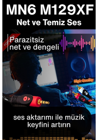 Mn6 M129xf Rca Kablosu/3 Metre-a+kalite-3.5mm/aux Ses Kablosu-2rca Ses Kablosu-ses Sistemi Uyumlu