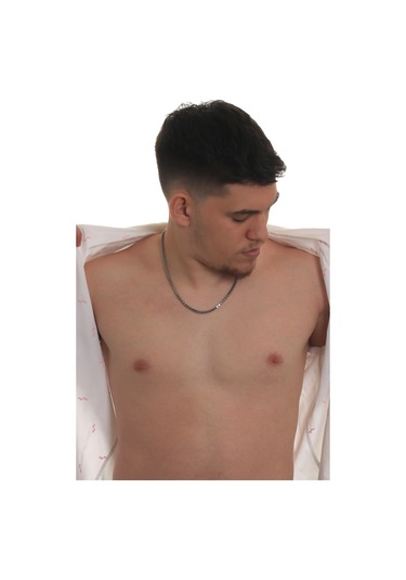 Labalaba Erkek Gri Örme Model Çelik Zincir Kolye Gümüş