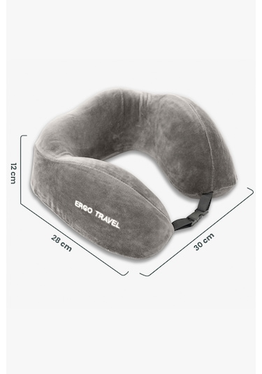 Viscofoam Comfy Ortopedik Seyahat Yastığı Visco Boyun Destekli Seyahat Yastığı - Gri | Ergo Travel
