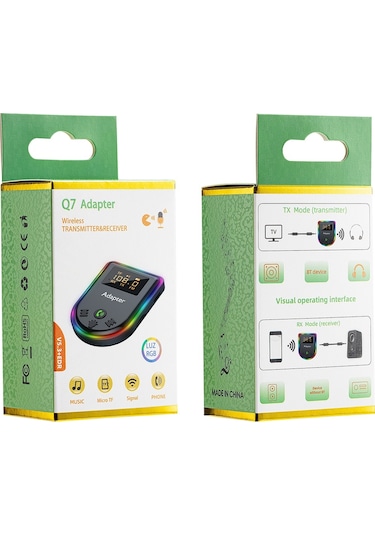 Cbtx Q7 Taşınabilir Dijital Ekran Bluetooth 5.3 Mp3 Çalar 2'si 1 Arada Alıcı / Verici Araç Ses Adaptörü